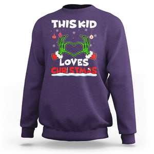 Funny Christmas Sweatshirt This Kid Loves Xmas Skeleton Heart TS02 Purple Printyourwear