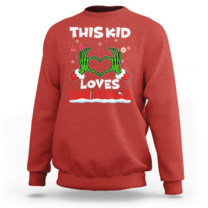 Funny Christmas Sweatshirt This Kid Loves Xmas Skeleton Heart TS02 Red Printyourwear