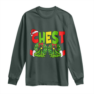 Christmas Couples Long Sleeve Shirt Chestnuts Xmas Matching Family Funny Chest Skeleton TS02 Dark Forest Green Print Your Wear