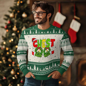 Christmas Couples Ugly Christmas Sweater Chestnuts Xmas Matching Family Funny Chest Skeleton TS02 Green Print Your Wear