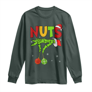 Christmas Couples Long Sleeve Shirt Chestnuts Xmas Matching Family Funny Nuts Skeleton TS02 Dark Forest Green Print Your Wear