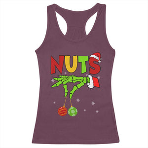 Christmas Couples Racerback Tank Top Chestnuts Xmas Matching Family Funny Nuts Skeleton TS02 Maroon Print Your Wear