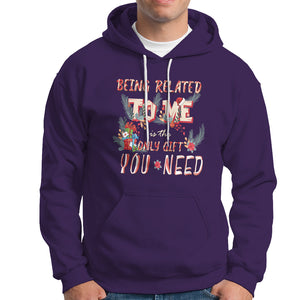 Funny Christmas Hoodie Being Related To Me Is The Only Gift You Need TS02 Purple Printyourwear