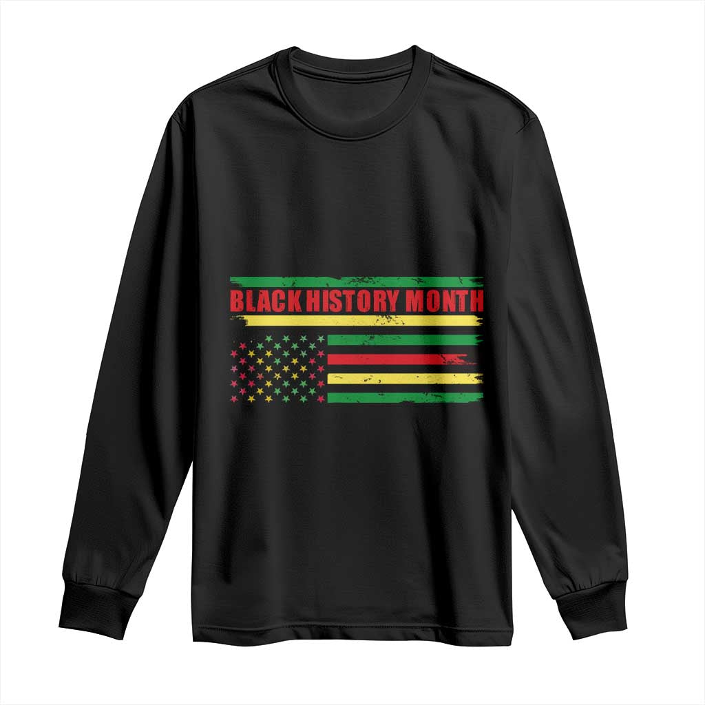 Black History Month Long Sleeve Shirt African American Pride US Flag TS02 Black Print Your Wear