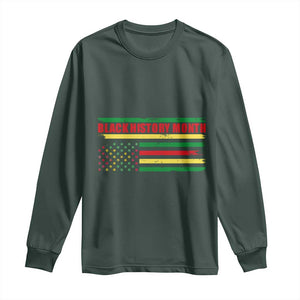 Black History Month Long Sleeve Shirt African American Pride US Flag TS02 Dark Forest Green Print Your Wear