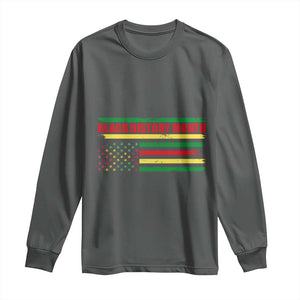 Black History Month Long Sleeve Shirt African American Pride US Flag TS02 Dark Heather Print Your Wear