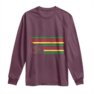 Black History Month Long Sleeve Shirt African American Pride US Flag TS02 Maroon Print Your Wear