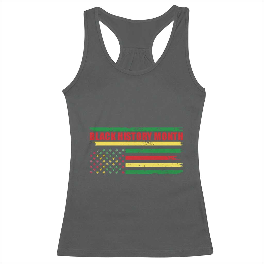 Black History Month Racerback Tank Top African American Pride US Flag TS02 Dark Heather Print Your Wear