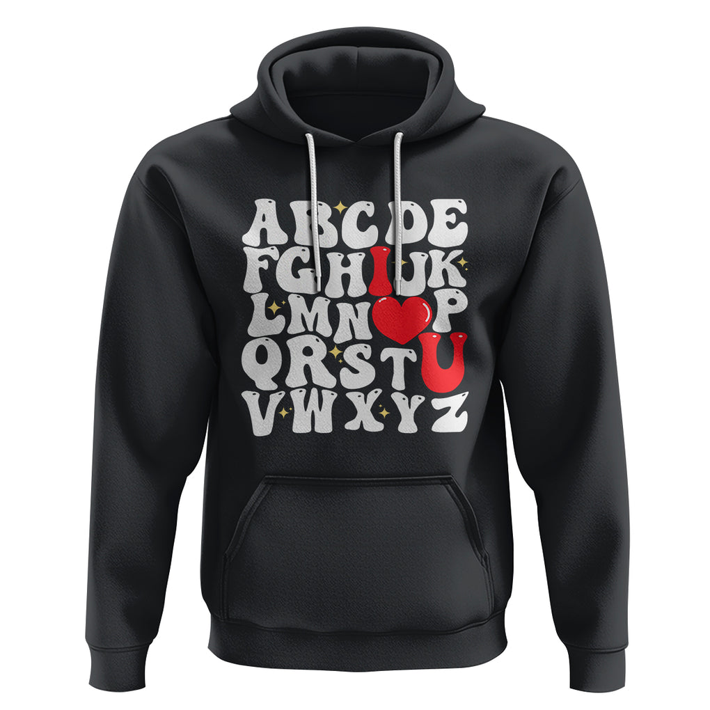 Valentines Day Hoodie Alphabet ABC I Love You Heart Gifts TS02 Black Printyourwear