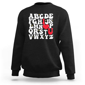 Valentines Day Sweatshirt Alphabet ABC I Love You Heart Gifts TS02 Black Printyourwear