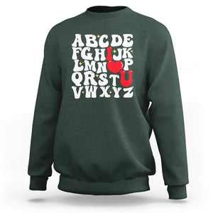 Valentines Day Sweatshirt Alphabet ABC I Love You Heart Gifts TS02 Dark Forest Green Printyourwear