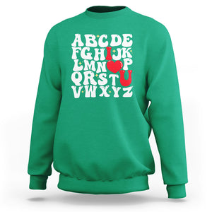 Valentines Day Sweatshirt Alphabet ABC I Love You Heart Gifts TS02 Irish Green Printyourwear