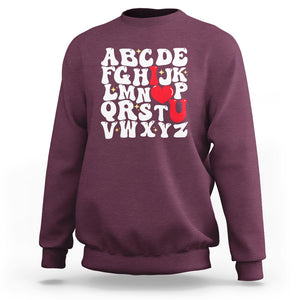 Valentines Day Sweatshirt Alphabet ABC I Love You Heart Gifts TS02 Maroon Printyourwear