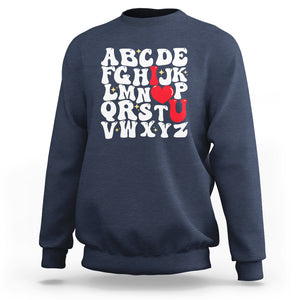 Valentines Day Sweatshirt Alphabet ABC I Love You Heart Gifts TS02 Navy Printyourwear