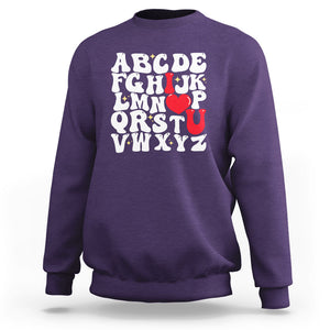 Valentines Day Sweatshirt Alphabet ABC I Love You Heart Gifts TS02 Purple Printyourwear