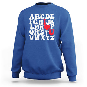 Valentines Day Sweatshirt Alphabet ABC I Love You Heart Gifts TS02 Royal Blue Printyourwear