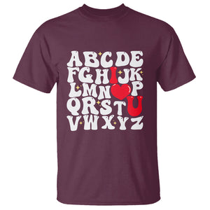 Valentines Day T Shirt Alphabet ABC I Love You Heart Gifts TS02 Maroon Printyourwear