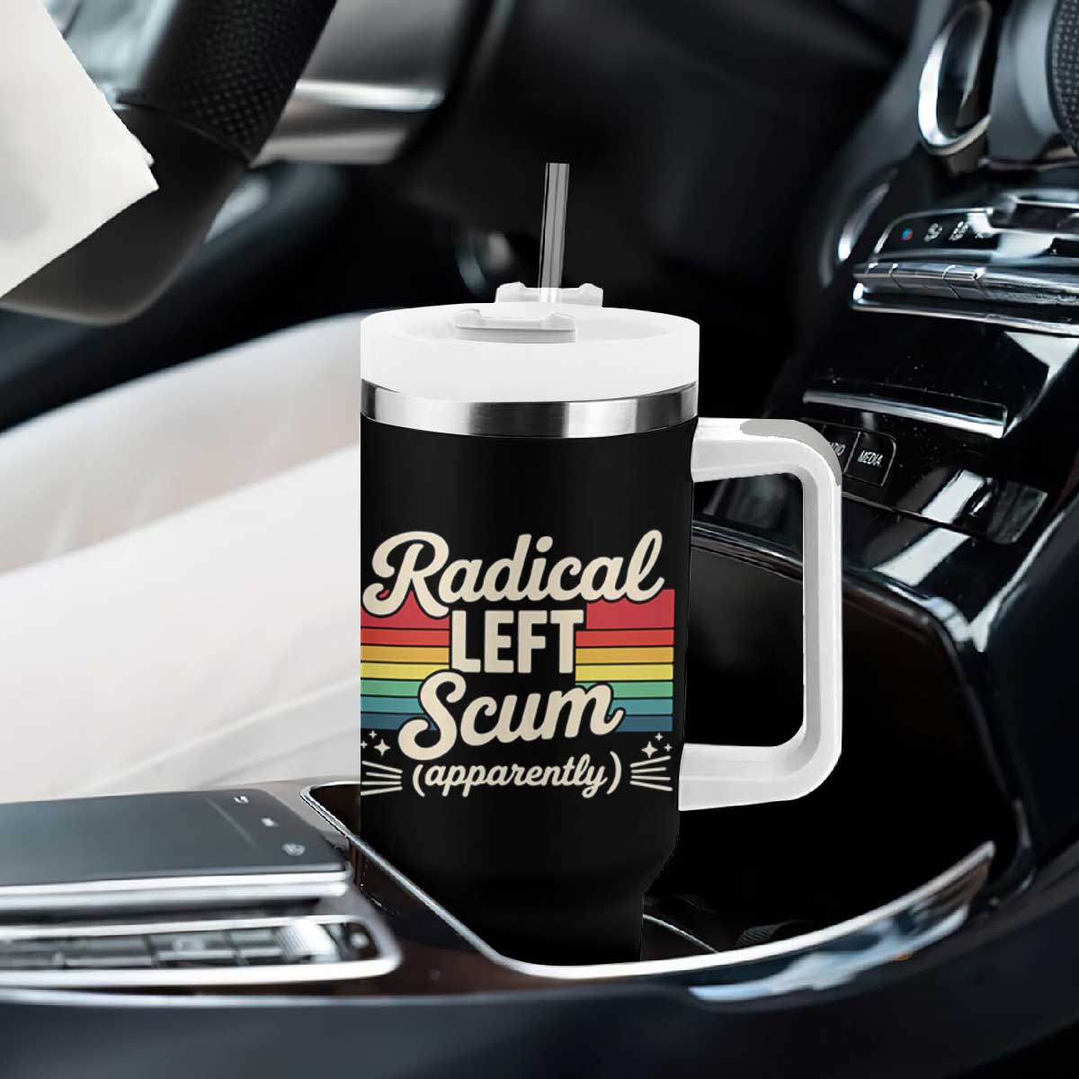 Funny Radical Left Scum Apparently Tumbler With Handle Retro Political Humor TS02 Print Your Wear