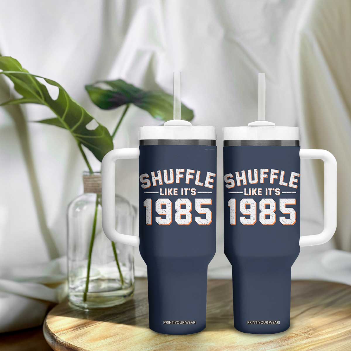 Shuffle Like Its 1985 Tumbler With Handle Retro Championship Celebrated TS02 Print Your Wear
