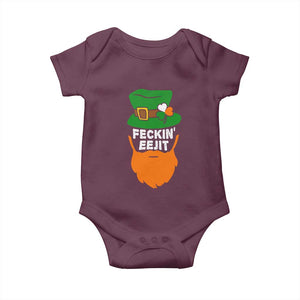 Funny St Patricks Day Baby Onesie Feckin Eejit Irish Slang Idiot Patty's Day TS02 Maroon Print Your Wear