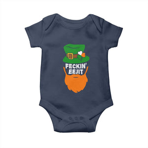 Funny St Patricks Day Baby Onesie Feckin Eejit Irish Slang Idiot Patty's Day TS02 Navy Print Your Wear