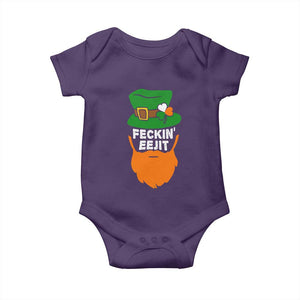 Funny St Patricks Day Baby Onesie Feckin Eejit Irish Slang Idiot Patty's Day TS02 Purple Print Your Wear