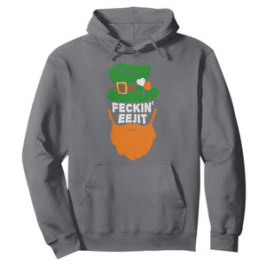 Funny St Patricks Day Hoodie Feckin Eejit Irish Slang Idiot Patty's Day TS02 Charcoal Print Your Wear