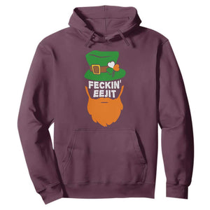 Funny St Patricks Day Hoodie Feckin Eejit Irish Slang Idiot Patty's Day TS02 Maroon Print Your Wear