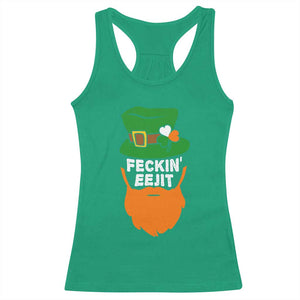 Funny St Patricks Day Racerback Tank Top Feckin Eejit Irish Slang Idiot Patty's Day TS02 Irish Green Print Your Wear