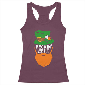 Funny St Patricks Day Racerback Tank Top Feckin Eejit Irish Slang Idiot Patty's Day TS02 Maroon Print Your Wear