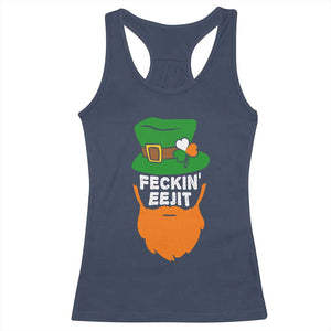 Funny St Patricks Day Racerback Tank Top Feckin Eejit Irish Slang Idiot Patty's Day TS02 Navy Print Your Wear