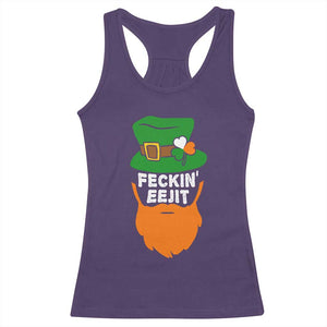 Funny St Patricks Day Racerback Tank Top Feckin Eejit Irish Slang Idiot Patty's Day TS02 Purple Print Your Wear