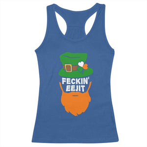 Funny St Patricks Day Racerback Tank Top Feckin Eejit Irish Slang Idiot Patty's Day TS02 Royal Blue Print Your Wear