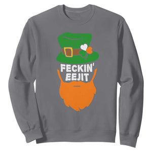 Funny St Patricks Day Sweatshirt Feckin Eejit Irish Slang Idiot Patty's Day TS02 Charcoal Print Your Wear