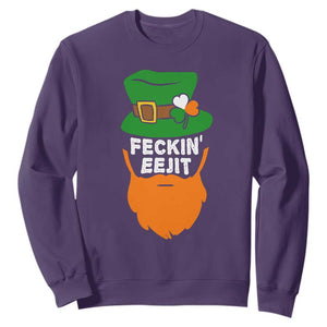 Funny St Patricks Day Sweatshirt Feckin Eejit Irish Slang Idiot Patty's Day TS02 Purple Print Your Wear