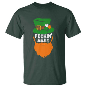 Funny St Patricks Day T Shirt Feckin Eejit Irish Slang Idiot Patty's Day TS02 Dark Forest Green Print Your Wear