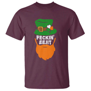 Funny St Patricks Day T Shirt Feckin Eejit Irish Slang Idiot Patty's Day TS02 Maroon Print Your Wear