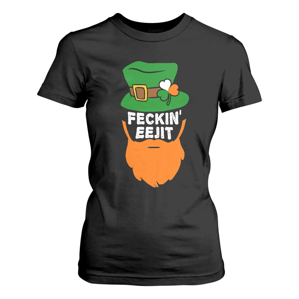 Funny St Patricks Day T Shirt For Women Feckin Eejit Irish Slang Idiot Patty's Day TS02 Black Print Your Wear