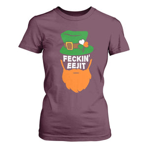 Funny St Patricks Day T Shirt For Women Feckin Eejit Irish Slang Idiot Patty's Day TS02 Maroon Print Your Wear