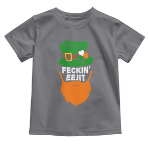 Funny St Patricks Day Toddler T Shirt Feckin Eejit Irish Slang Idiot Patty's Day TS02 Charcoal Print Your Wear