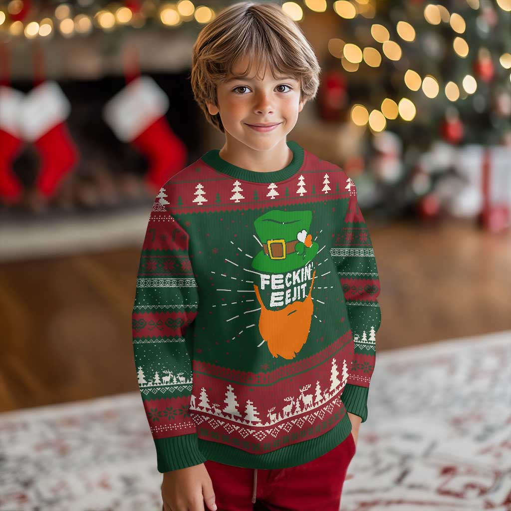 Funny St Patricks Day Knit Sweatshirt Feckin Eejit Irish Slang Idiot Patty's Day TS02 Christmas Print Your Wear