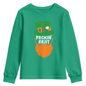 Funny St Patricks Day Youth Sweatshirt Feckin Eejit Irish Slang Idiot Patty's Day TS02 Irish Green Print Your Wear