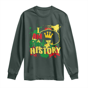 I Am Black History Long Sleeve Shirt Afro Queen African American Pride TS02 Dark Forest Green Print Your Wear