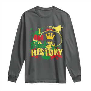 I Am Black History Long Sleeve Shirt Afro Queen African American Pride TS02 Dark Heather Print Your Wear