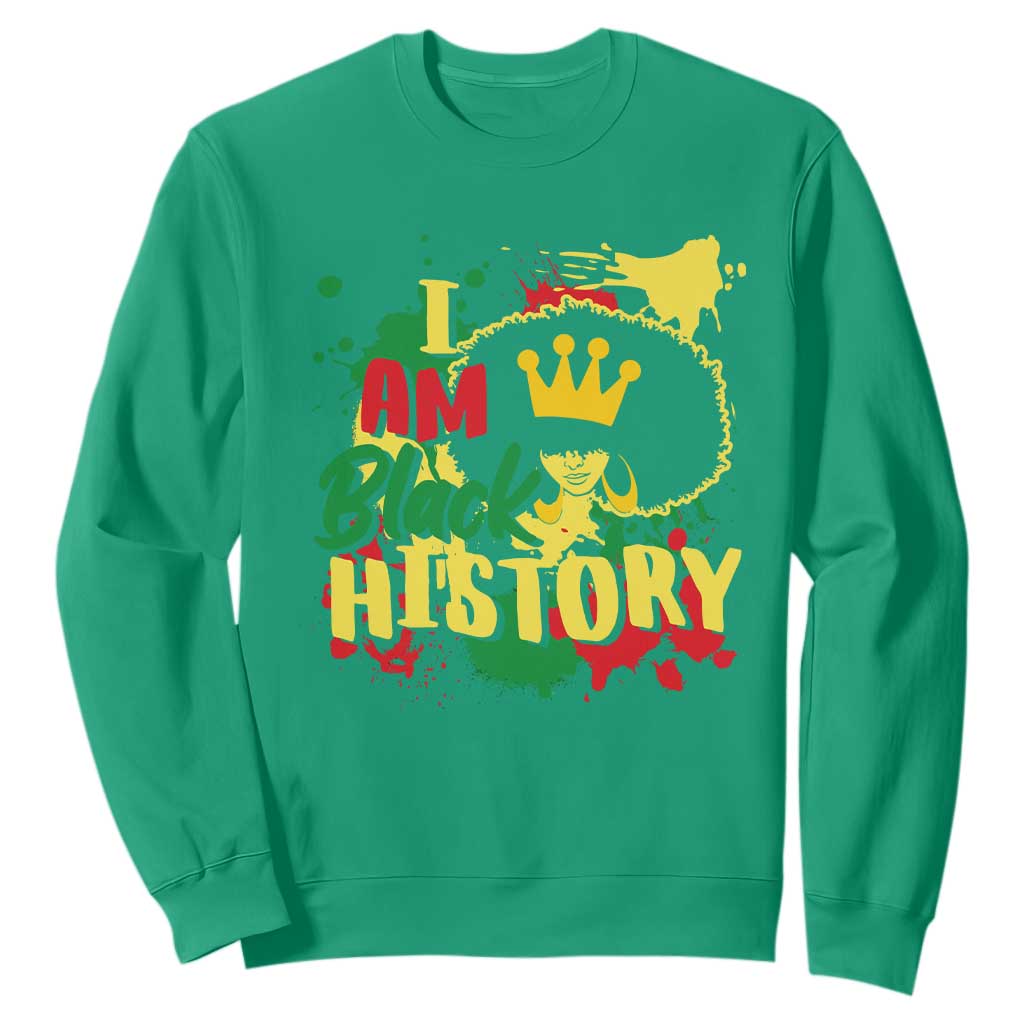 I Am Black History Sweatshirt African American Pride Black DNA Queen TS02 Irish Green Printyourwear
