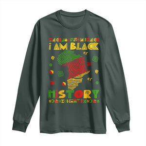 I Am Black History Long Sleeve Shirt African American Pride Kente TS02 Dark Forest Green Print Your Wear