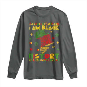 I Am Black History Long Sleeve Shirt African American Pride Kente TS02 Dark Heather Print Your Wear