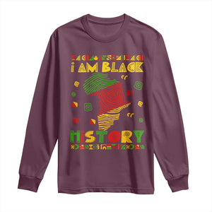 I Am Black History Long Sleeve Shirt African American Pride Kente TS02 Maroon Print Your Wear