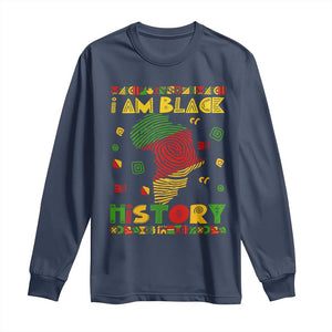 I Am Black History Long Sleeve Shirt African American Pride Kente TS02 Navy Print Your Wear