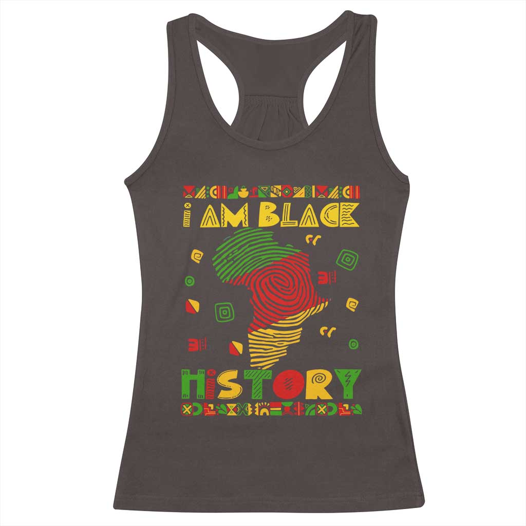 I Am Black History Racerback Tank Top African American Pride Kente TS02 Dark Chocolate Print Your Wear